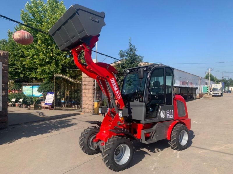 China Supplier Hzm Compact/Articulated/Multifunctional with CE/Euro 5/Bagger Radlader Bucket/Fork/Attachments/Cab/Rops/Roll Bar 811 Mini Loader for Sales/Garden