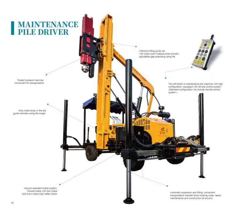 Save Hoisting Costs Hydraulic Pile Driver Machine Piling Machine Hammer Guardrail Pile Driver
