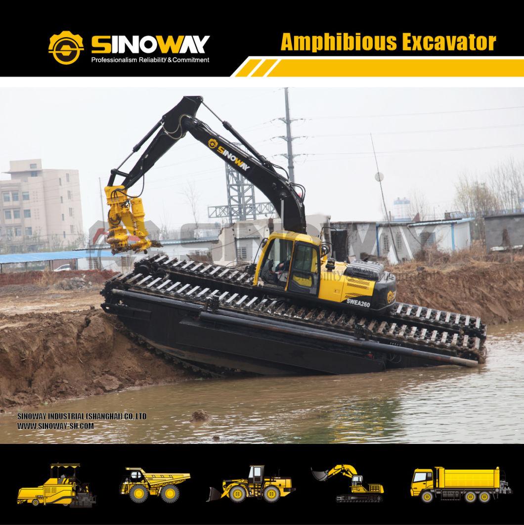China Supplier Marsh Buggies Amphibious Excavators with Floating Pontoon for Salt Lake Dredging