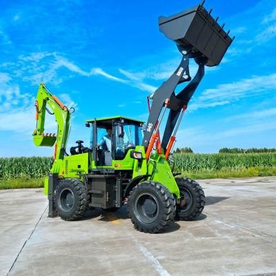 China 2ton 2.5ton 3ton 4WD Articulated Small Compact Farm Tractor Backhoe Loader Backhoe Price with Implements Breaker Auger Grapple