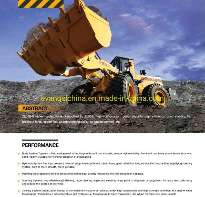 Heli 5 Ton Wheel Loader Zl50eii with Weichai Engine Price