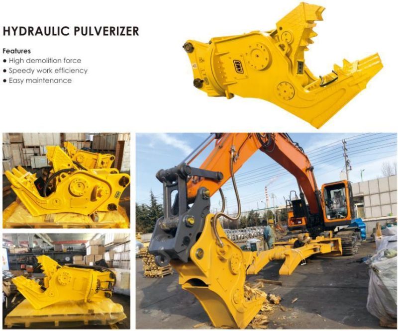 Excavator Crusher Attachment Construction Hydraulic Rotating Concrete Pulverizer