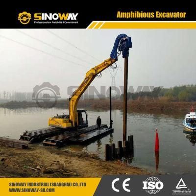 Marsh Buggy Excavator Swea220 Wetland Amphibious Excavator in The Water