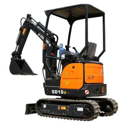 Chinese Famous Brand Shanding Mini Excavator SD18u Max. Walking Speed 4.5km/H