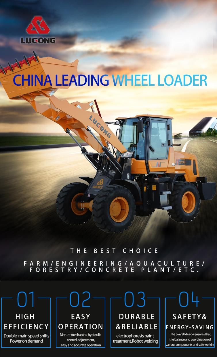CE Approved 2ton Lugong LG938 Hand Operated Loaders with Log Grapple for Log Clamp Wood