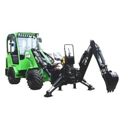 1500kg Small Front End Wheel Type Loader Articulated 4X4 Mini Loader with Backhoe for Sale