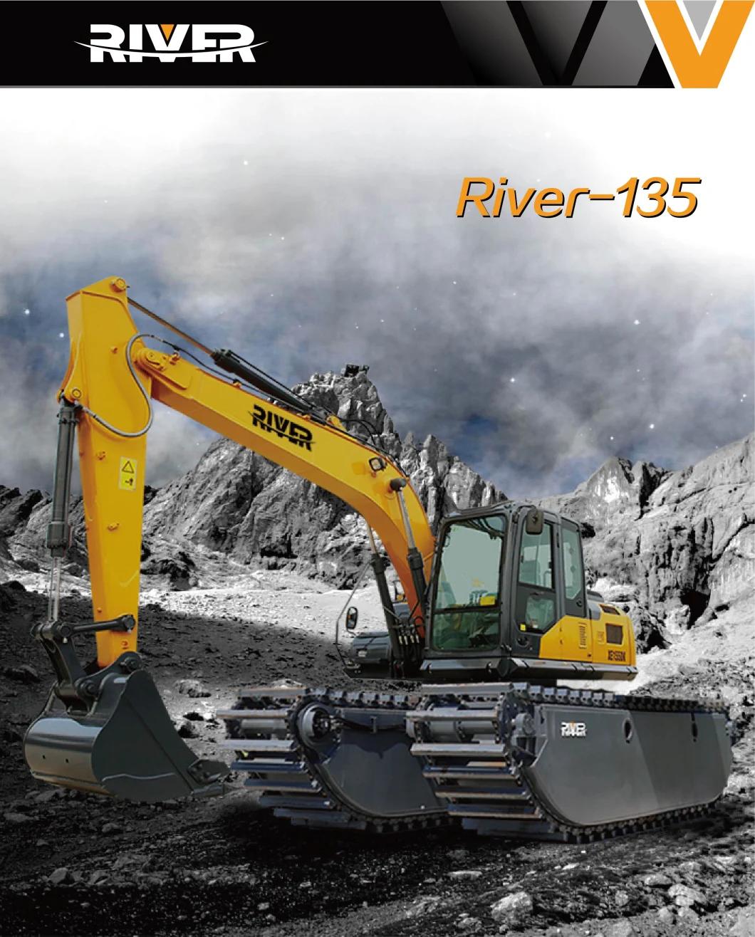 River-135 High Efficiency Pontoon Dredging Excavator Swamp Buggy