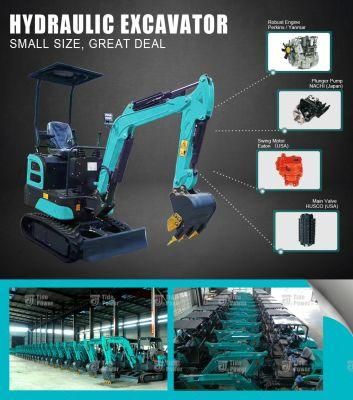 Chinatide Power 1.2 Ton CE EPA Compact Diggers Gardening Machinery Small Mini Crawler Micro Excavators, Quick Hitch/Grapple/Bucket Can Be Change