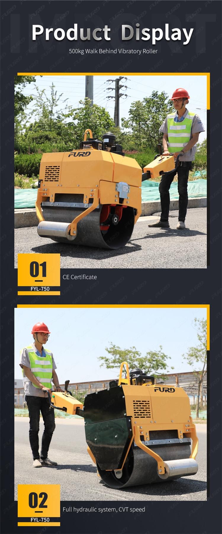 High Quality 500kg Walk Behind Single Drum Gasoline Engine Road Roller