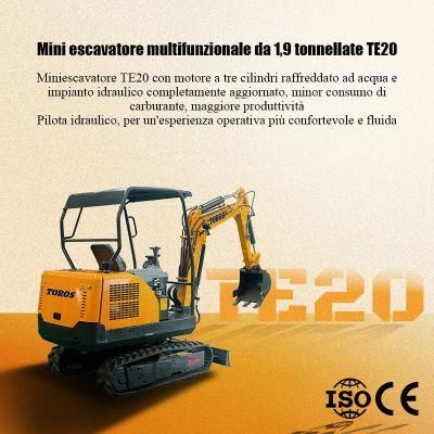 China Supplying Toros Te20 1900kg New Design Different Colors Yanmar Engine Hydraulic Crawler Mini Excavator for Sale with CE ISO Certificates