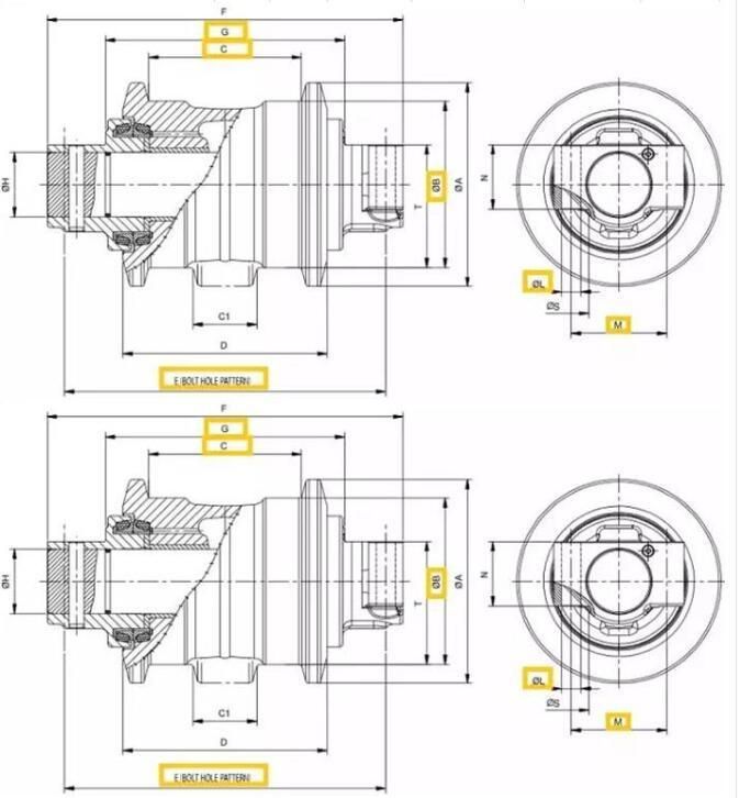 Hitachi Ex200 Excavator Track Low Roller for Ex200-2, Ex200-3, Ex120, Ex150, Ex160, Ex200, Ex220, Ex300, Ex400 Bottom Down Roller