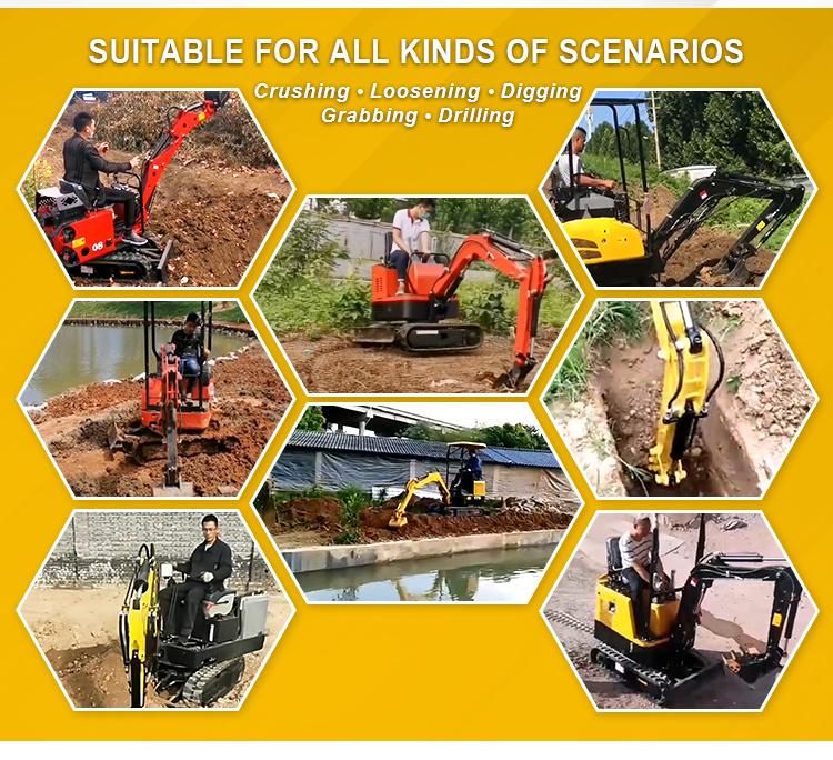 China 0.8ton 1ton 2ton 2.2ton 2.5tonmini Excavator Crawler Mini Digger, Used in Small Projects, Garden Agriculture
