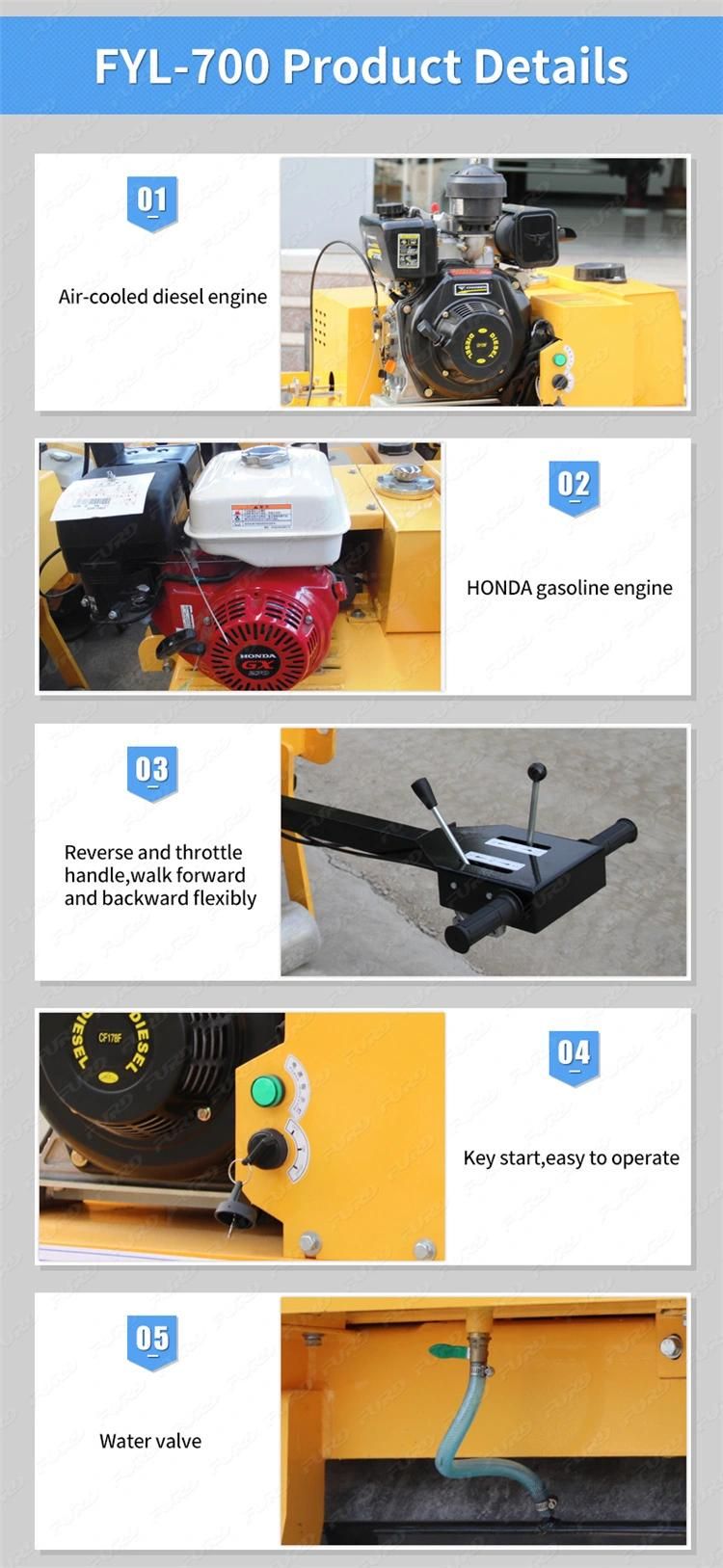 500kg/ 2 Ton Single Drum Vibratory Road Roller Soil Compaction Machine Made in China