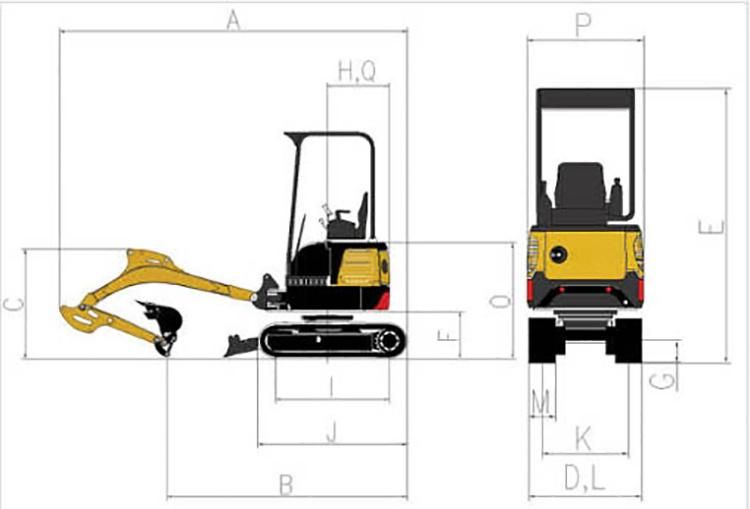 China Mini Excavator 1.8 Ton Small Digger 1.8 Ton Small Excavator with Rubber Track