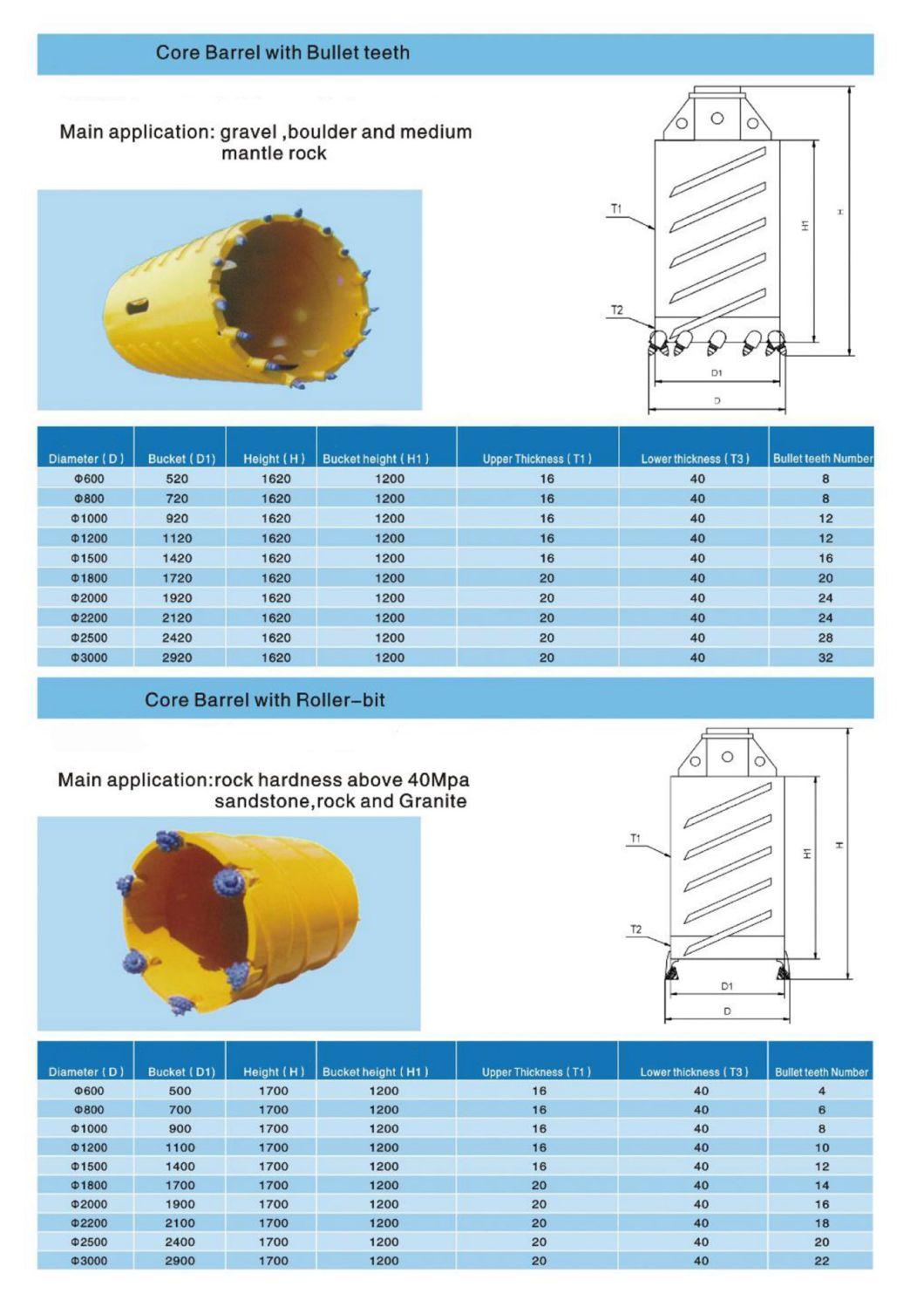 Foundation Piling Tools Core Barrel with Crossing Cutter
