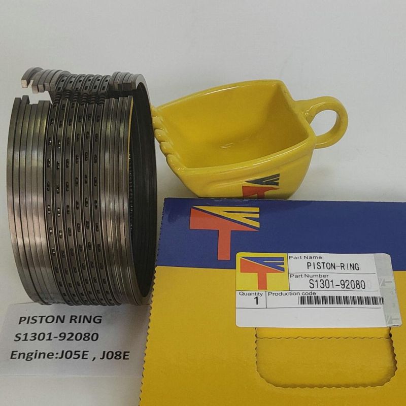 High Quality Diesel Engine Mechanical Parts Piston Ring S1301-92080 for Excavator Sk200-8 Sk300-8 Engine J05e J08e Generator Set