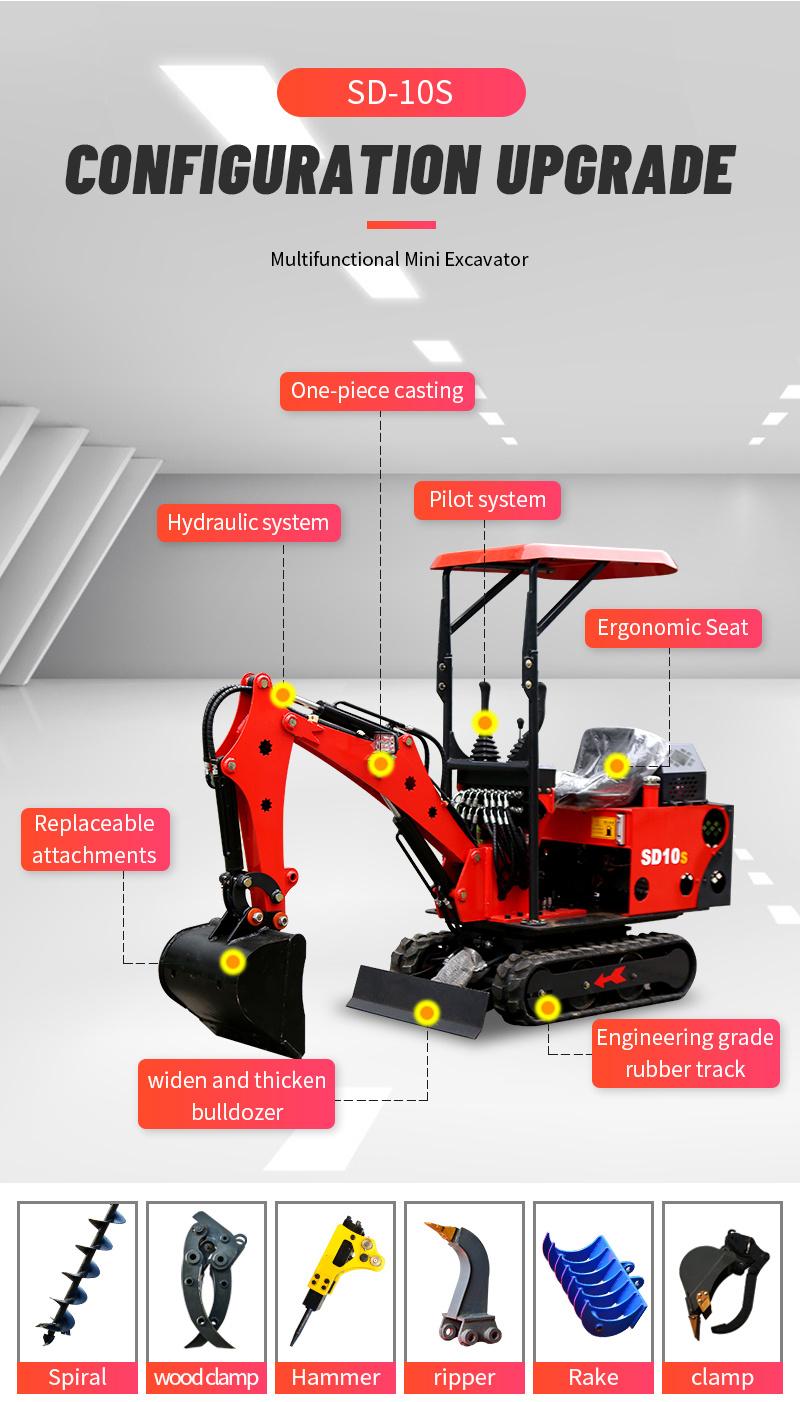 Household Crawler Hydraulic Excavator Micro Small Digger 1 Ton 2 Ton Mini Excavator Cheap Price Meet CE/EPA/Euro 5