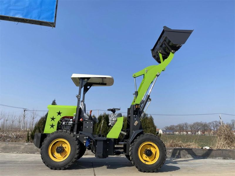China Factory Wholesale 1/1.2/1.5/2 Ton Small Wheel Loader Small Forklift Skid Steer Loader 4WD Front Loader CE Certification Euro 5 Engine Construction Sit
