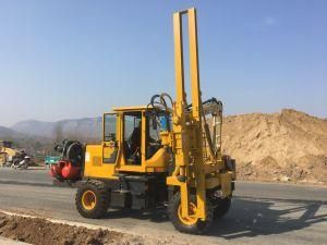 Small Four-Wheel Loading Pile Driver Highway Guardrail Pile Driver