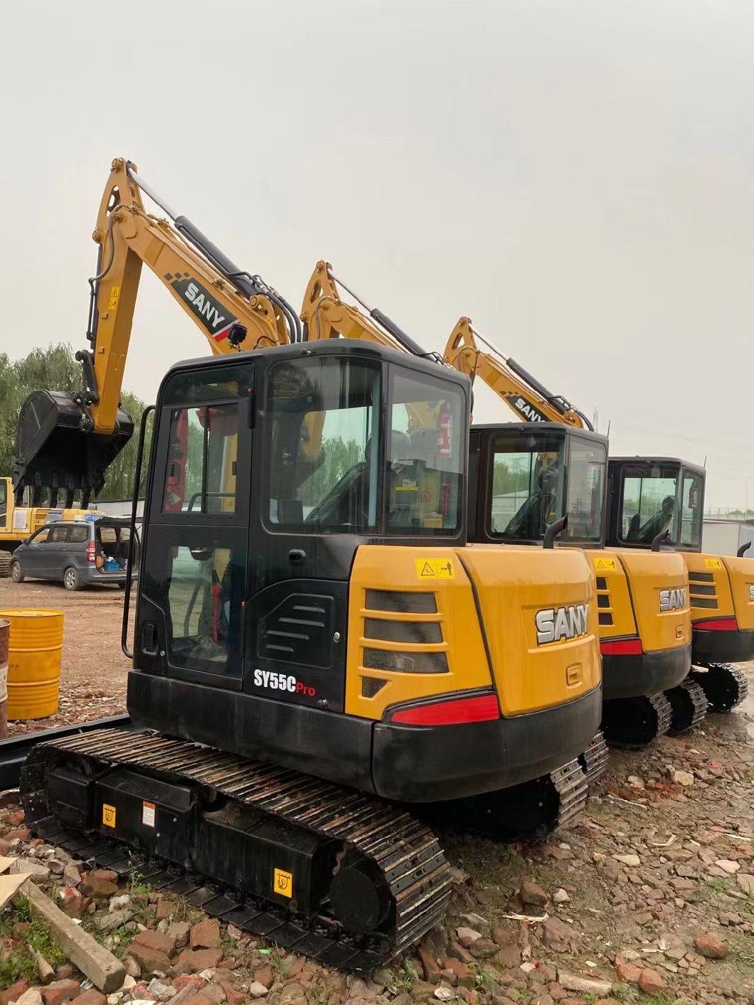 Sany Sy55c Mini Used Small Rubber Chain Crawler Thumb Hydraulic Line 5 Ton Excavator Construction Machinery Equipment Excavators Excavadora Usada Excavatrice