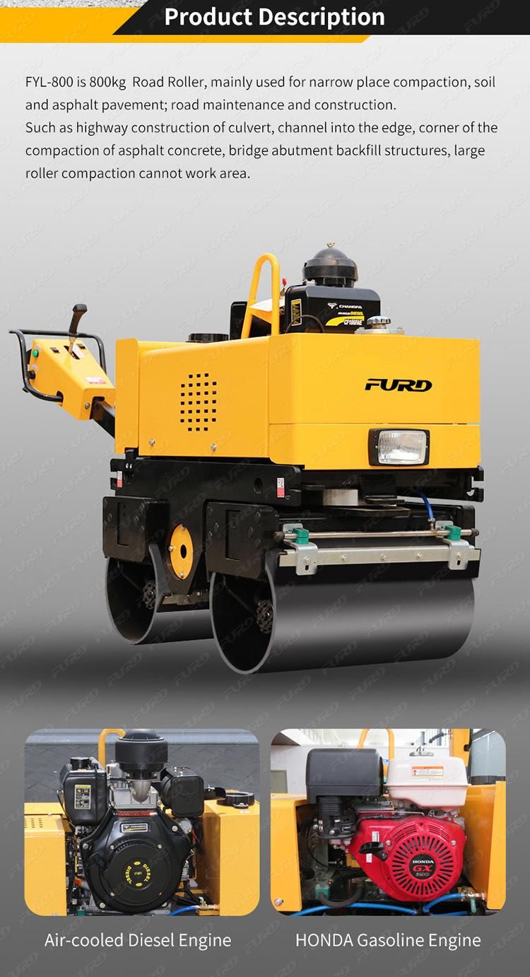 CE 800kg CVT Hydraulic Turning Mini Vibratory Roller