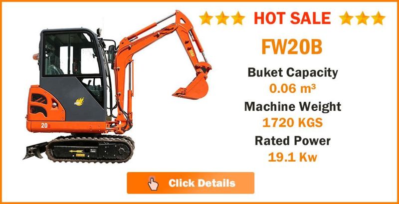 Construction Equipment 1.7 Ton Small Hydraulic Digger Fw17b Mini Backhoe Crawler Track Excavators