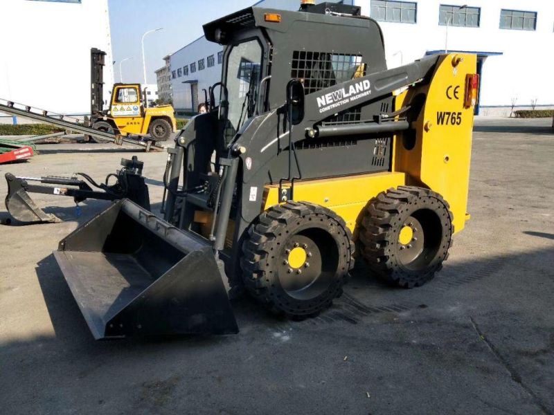 China 65HP Newland W765L Wheel Skid Steer Loader for Sale with Rated Load 550kg