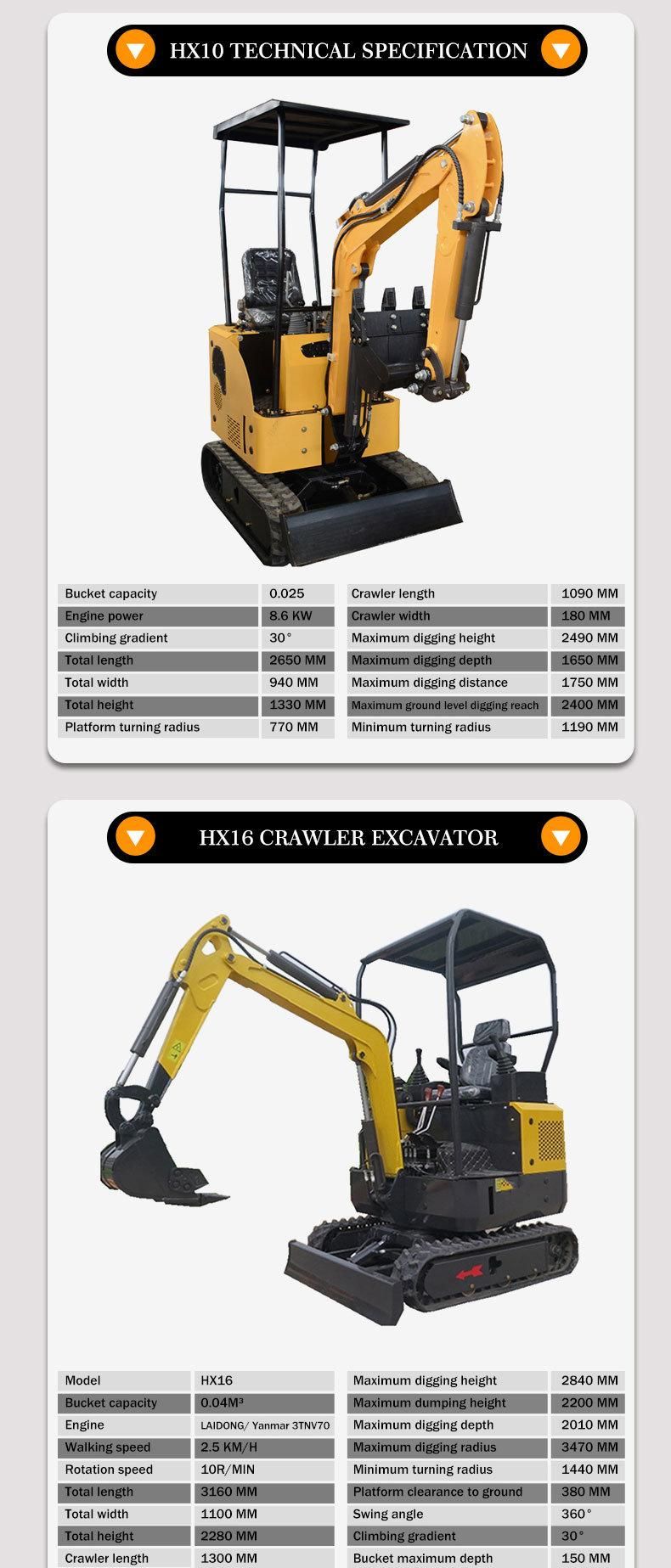 Hixen Mini Crawler Excavator From 0.8 Ton to 3.5 Ton