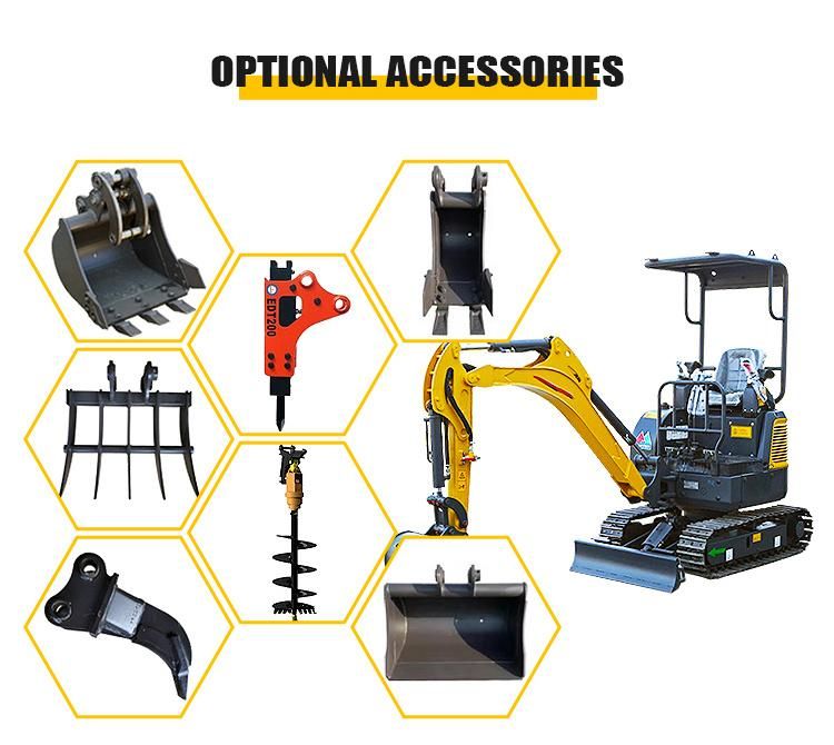 China Mini Excavator 1.8 Ton Small Digger 1.8 Ton Small Excavator with Rubber Track