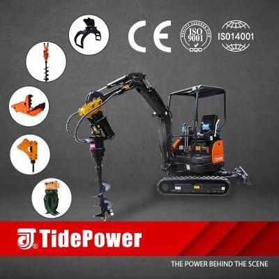 2t Mini Excavator Td20u Micro Excavator Zero Tail and Retractable Chassis, Pass Through Narrow Space for Indoor Decaration Supply by Factory