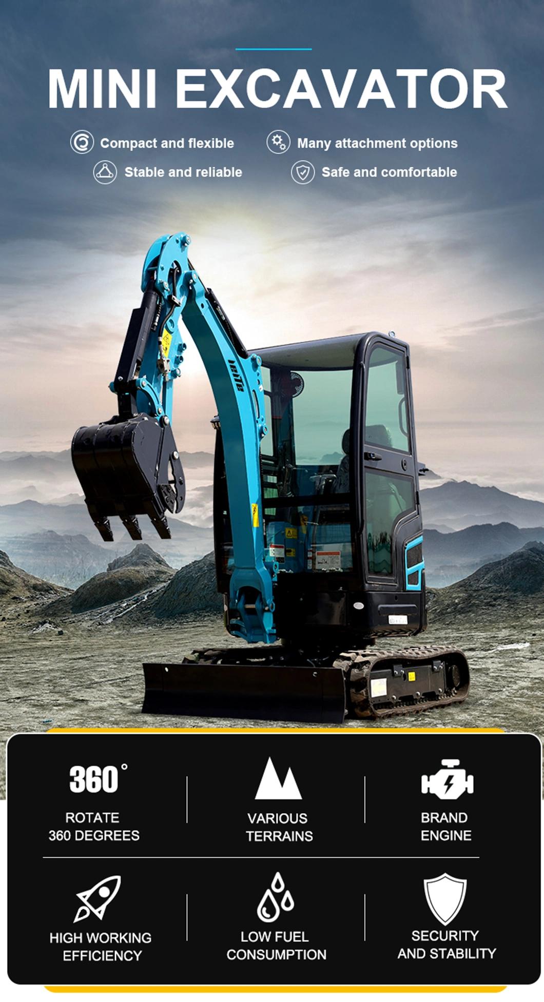CE Certificated Factory China Brand New Mini Excavator 2.0 Ton Compact Excavator Small Digger for Sale
