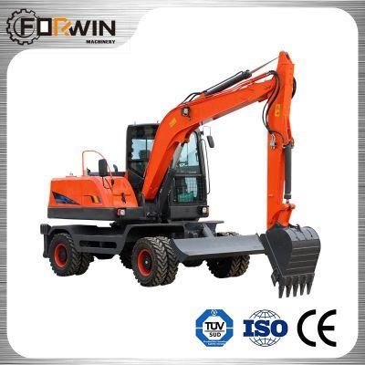 China Shanzhuang Sale 8.5 Ton Heavy Equipment Mini Wheel Excavator Machine Price for Household and Construction with CE