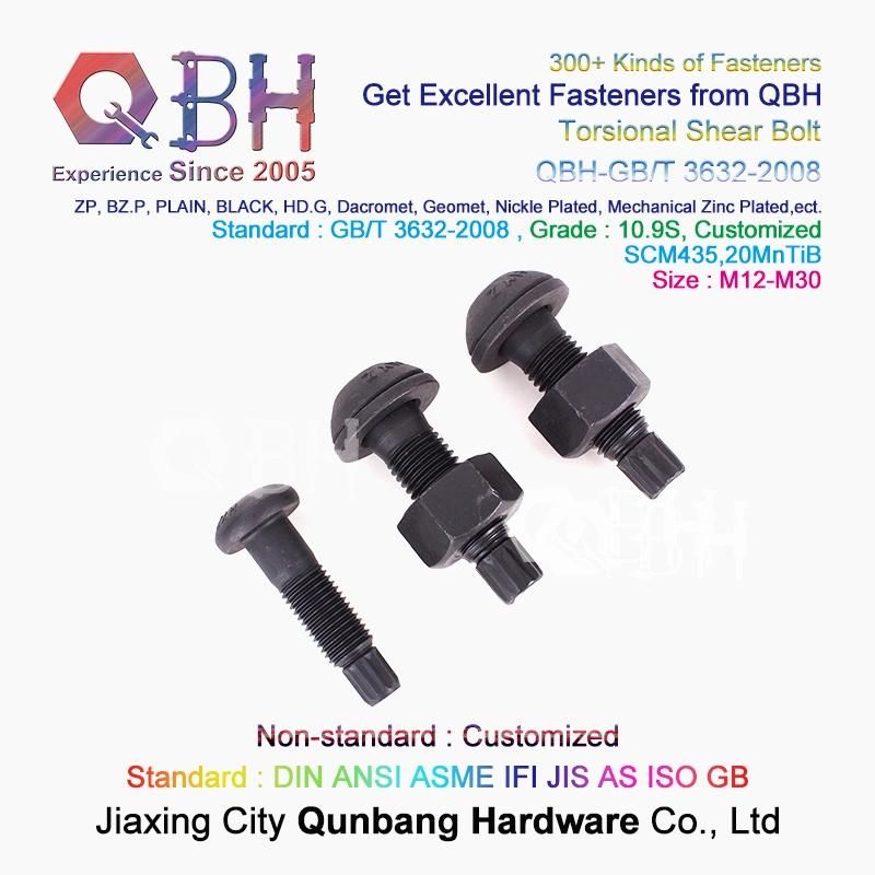 Qbh Customized Torsional Shear Tension Control Tc Bolt Nut Washer Fastener Steel Structure Frame Hoisting Machinery Spare Replacement Component