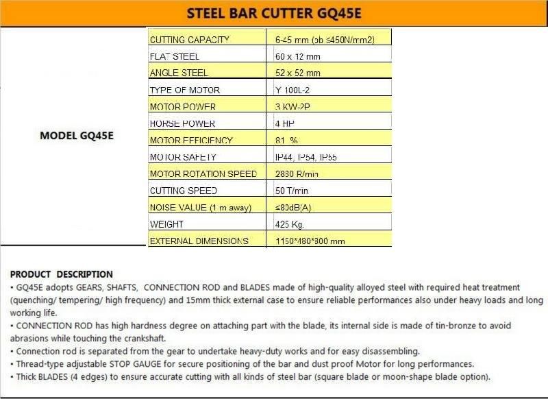 Professional Steel Bar Cutting Machine Gq45e