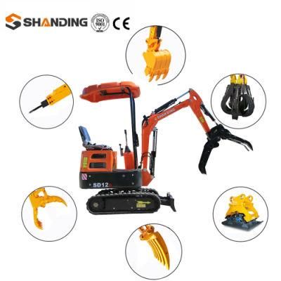CE and EPA Certificated Factory Smallest 1 Ton to 2 Ton Hydraulic Rubber Crawler Tracked Backhoe Bucket Mini Digger Excavators
