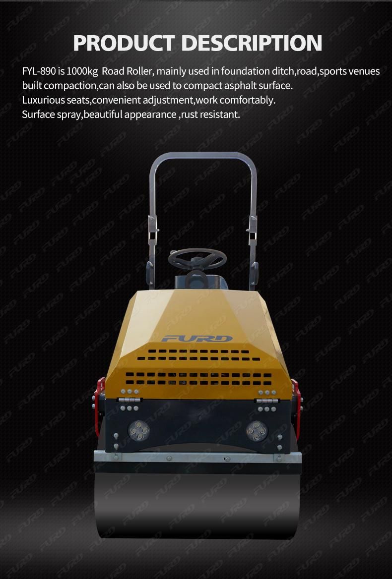 1 Ton Hydraulic Articulated Steering Tandem Asphalt Road Roller Compactor