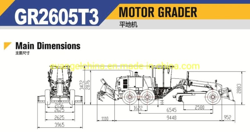 260HP Large Horse Power 260HP Motor Grader Gr2605t3 for Mining