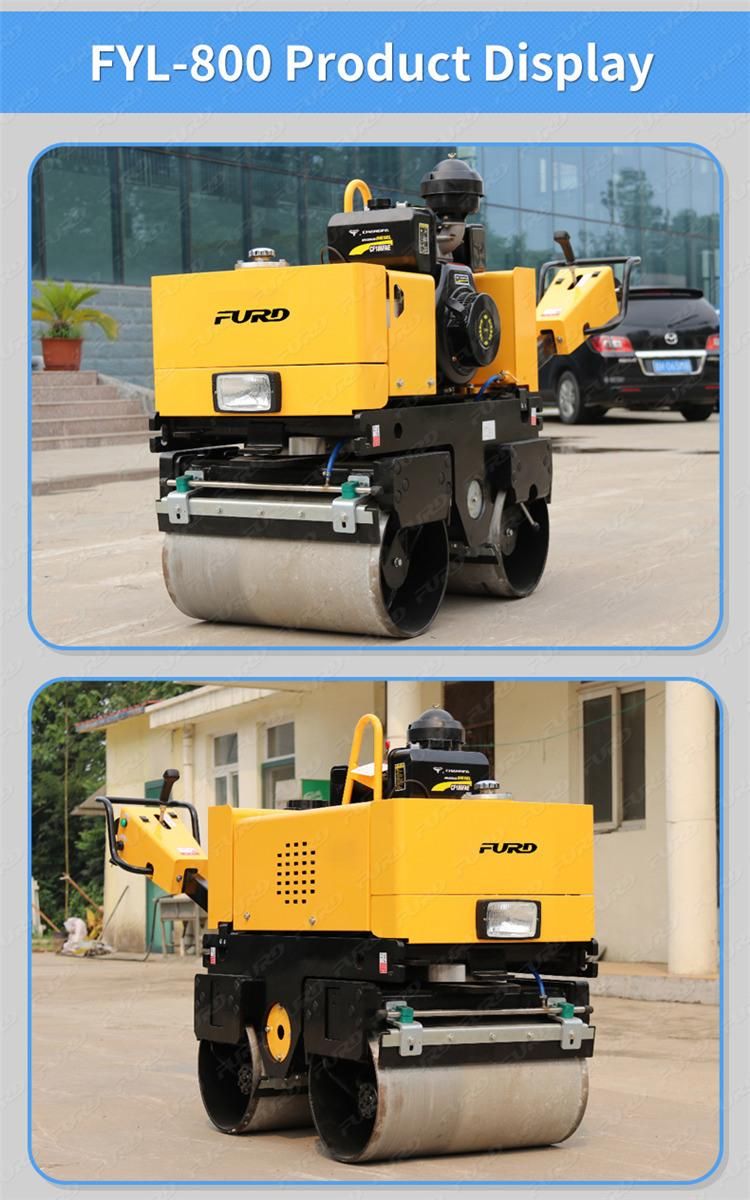 Hand Held Double Drum Roller Compactor Road Vibrator for Asphalt Fyl-800c