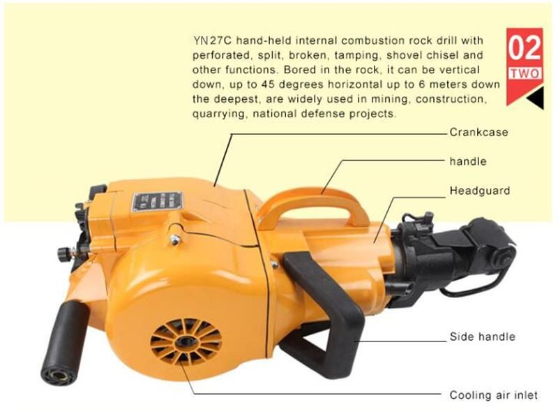 Handheld Yn27 Internal Combustion Rock Drill with Gasoline Engine Power