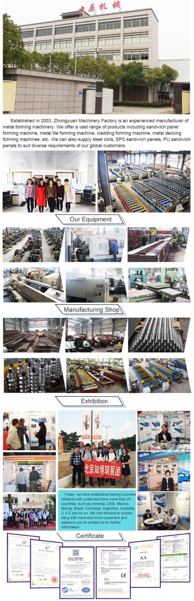 Hangzhou High Eficiency Metal Galvanized Iron Sheet Roll Forming Machine Production Line Trapezoidal Panel Roofing Machine