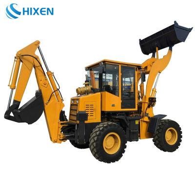 Multifunctional Mini Wheel Tractor Front End Loader Backhoe with Attachments
