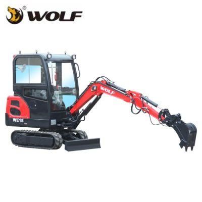 Wolf We18 1.8 Ton Mini Small Digger Excavator Hydraulic Wheel Excavator Mining Crawler Excavator