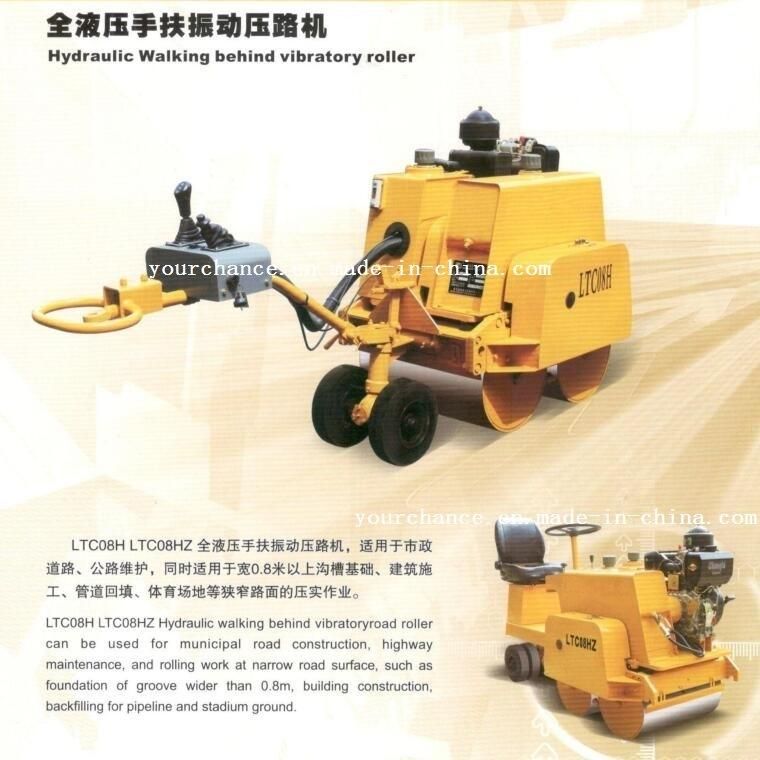 Factory Sell Mini Hand Compactor Ltc08h 0.8 Ton Double Drum Walking Behind Hydraulc Vibratory Road Roller Made in China