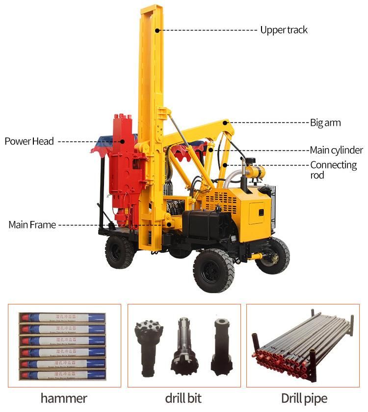 Factory Supply Guardrail Pile Driver with 3km/H Travel Speed Pile Driving