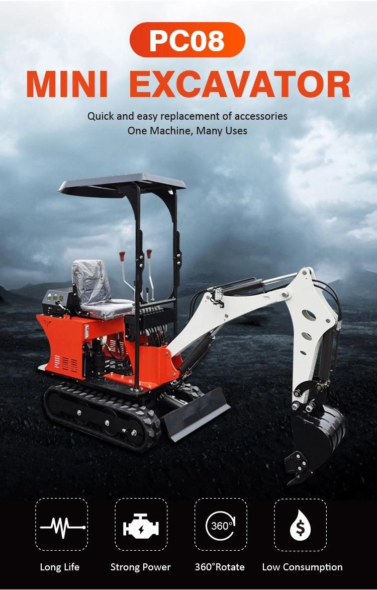 Shandong Mini Excavator Machine Micro Hydraulic Mini Digger 0.8 Ton Chinese Crawler Mini Excavator