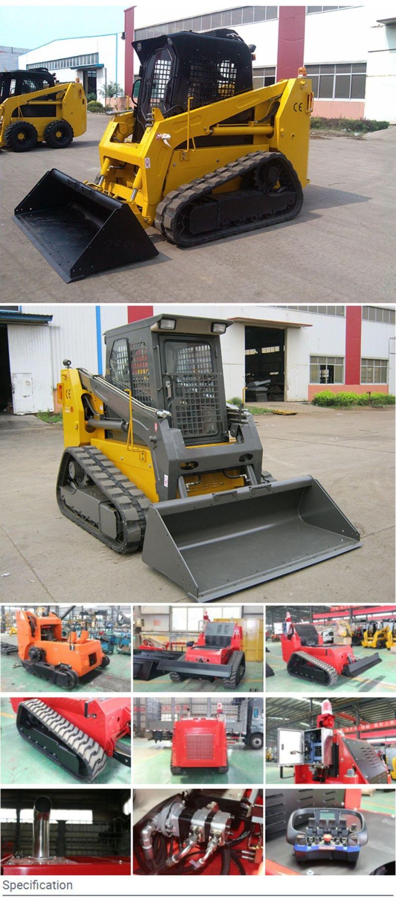 Chinese Ts100 Used Skid Steer Tracked Loader with Attachments