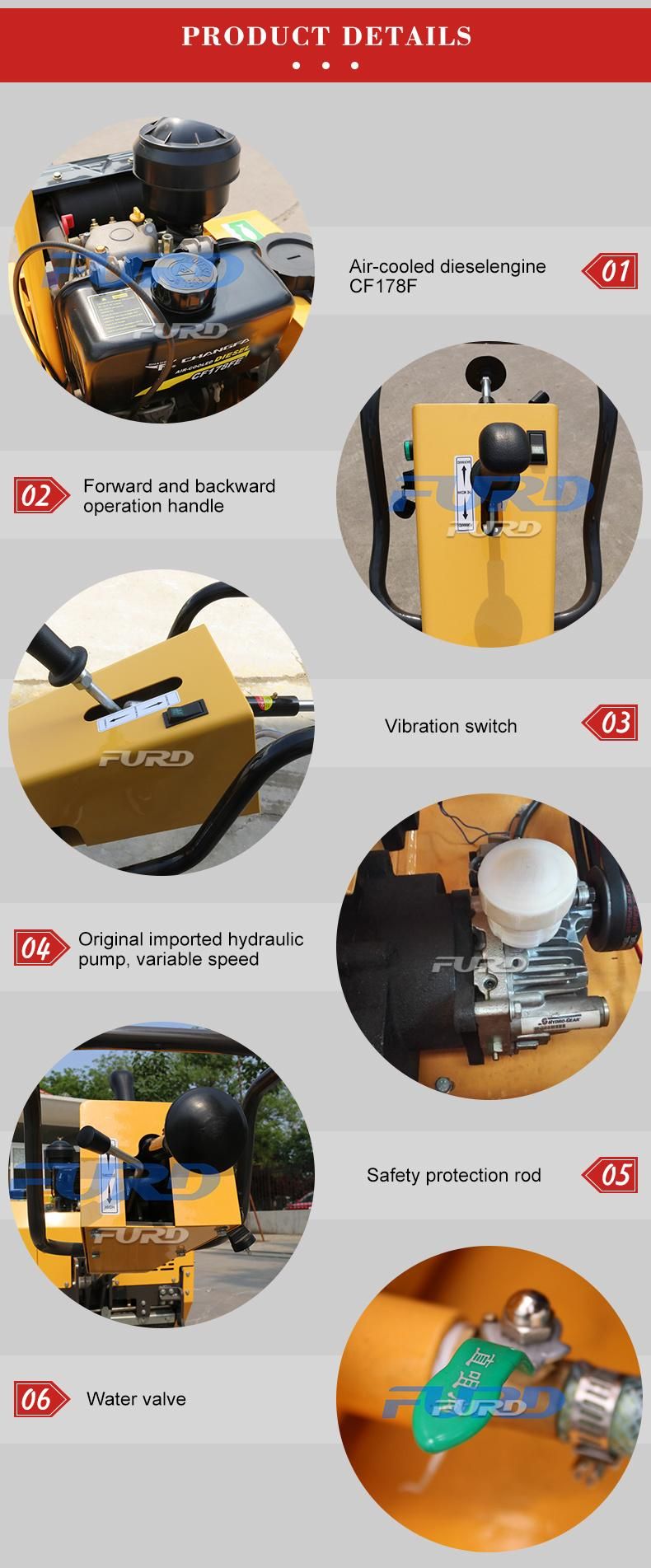 Mini 550kg Walk Behind Road Roller Machine Best Price for Sale