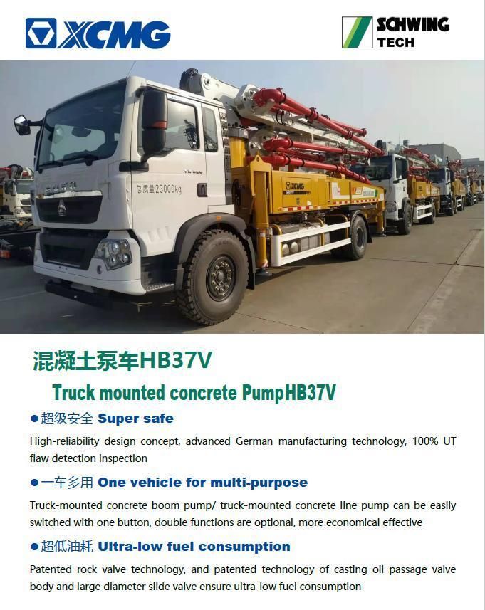 37m 52m 56m 62m Concrete Pump Truck Hb37 Hb52 Hb58 Hb62