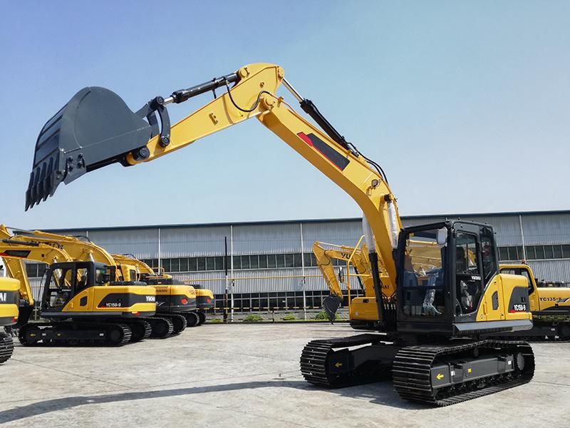 Yuchai Yc150-9 Boom Swing Hydraulic Crawler Excavator with Open Cabin