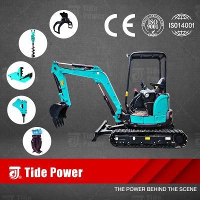 Tide Crawler Excavator, Hot Sale, 2.5 Ton Imported Perkins Engine Mini Excavator Imported Hydraulic Compact Excavator